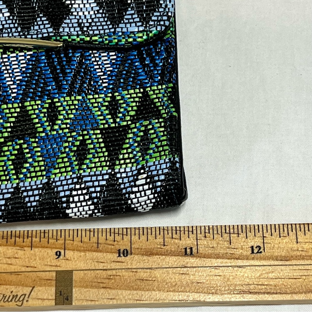 Woven‎ Clutch Bag Wristlet Blue/Green/Black Geometric Abstract Pattern - Picture 13 of 15